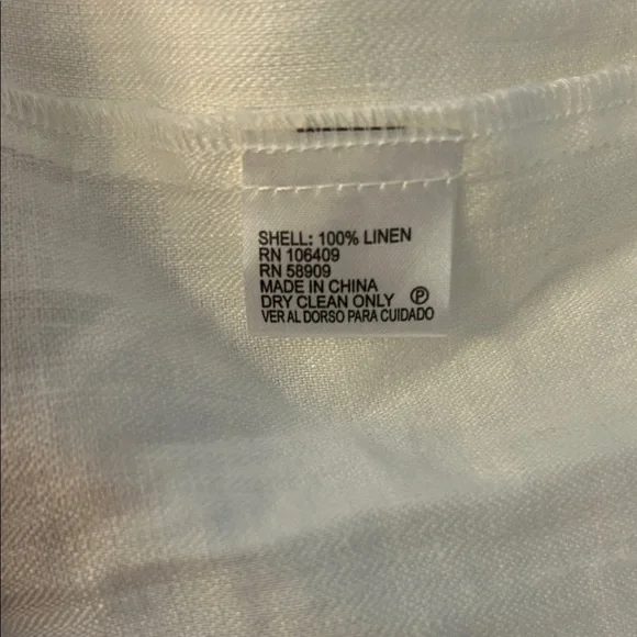 EUC White Linen One-Button Jacket/Top - Picture 3 of 6